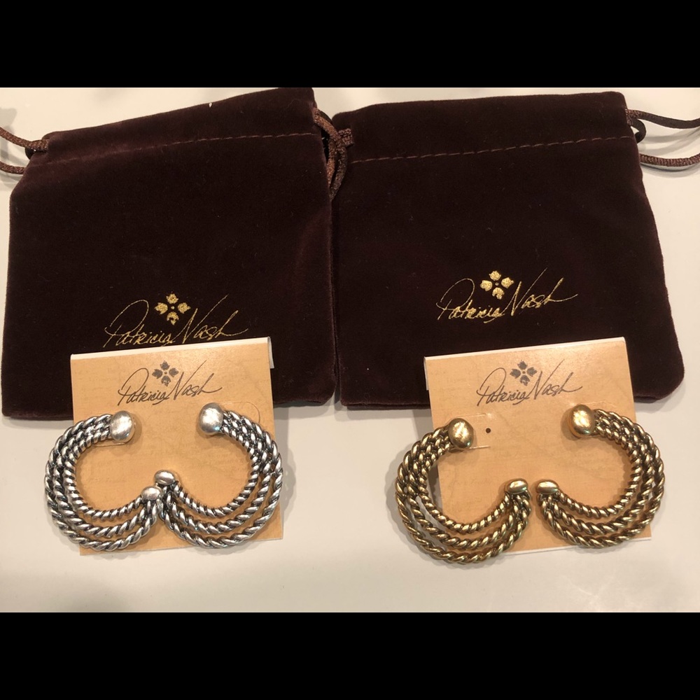 Patricia Nash Quarter Moon Twisted Rope Earrings